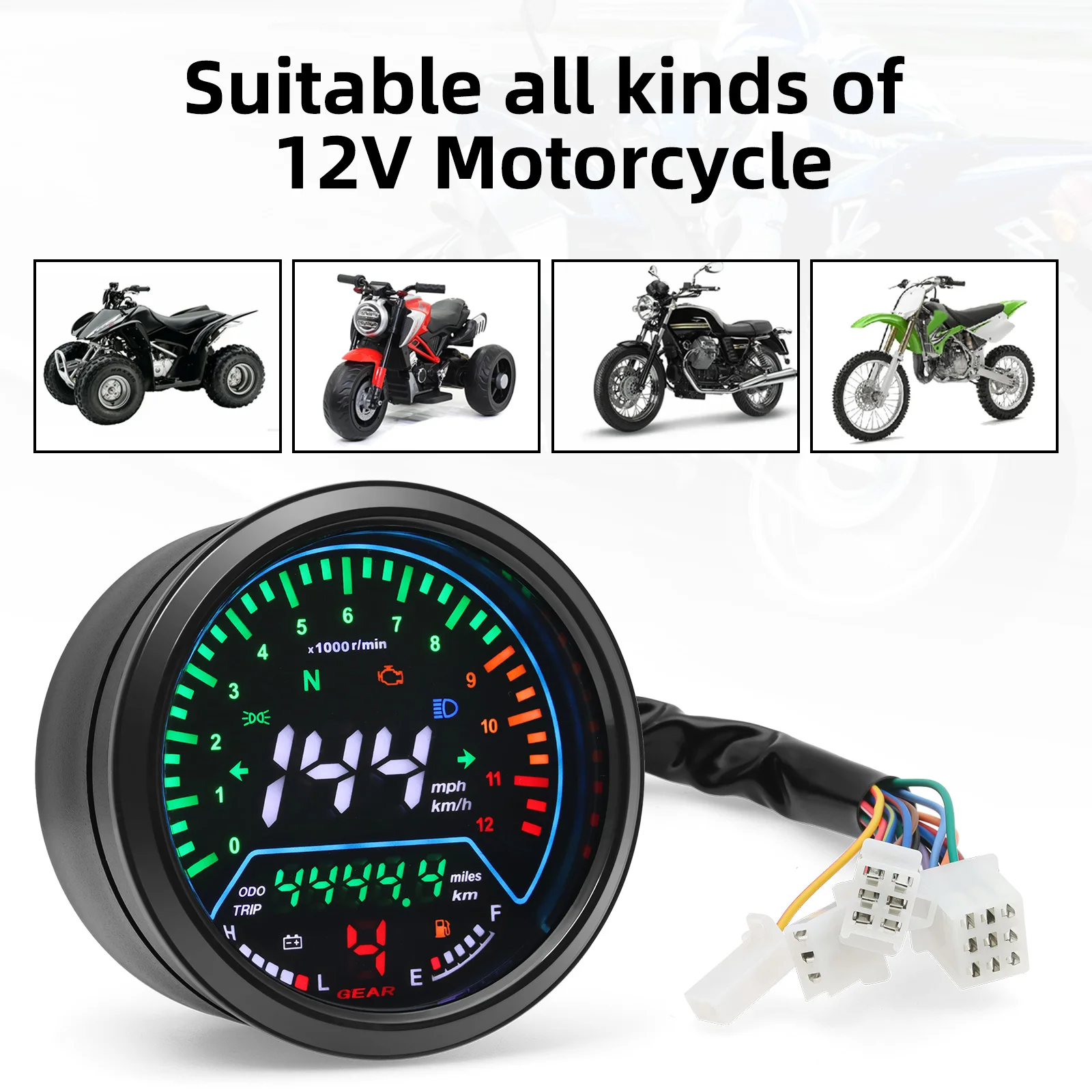 Motorcycle Gear Selector - Universal Motorcycle Speedometer Backlight Indicator with