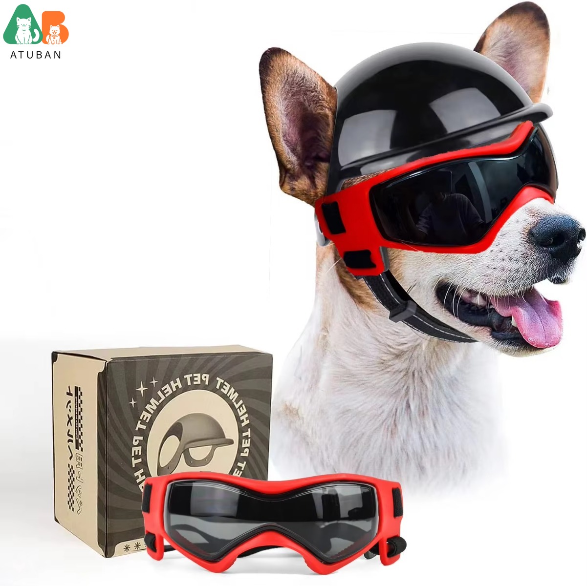 Dog Sunglasses Pet Helmet Set  - Motorcycle Gear Dogs ulasan dan harga