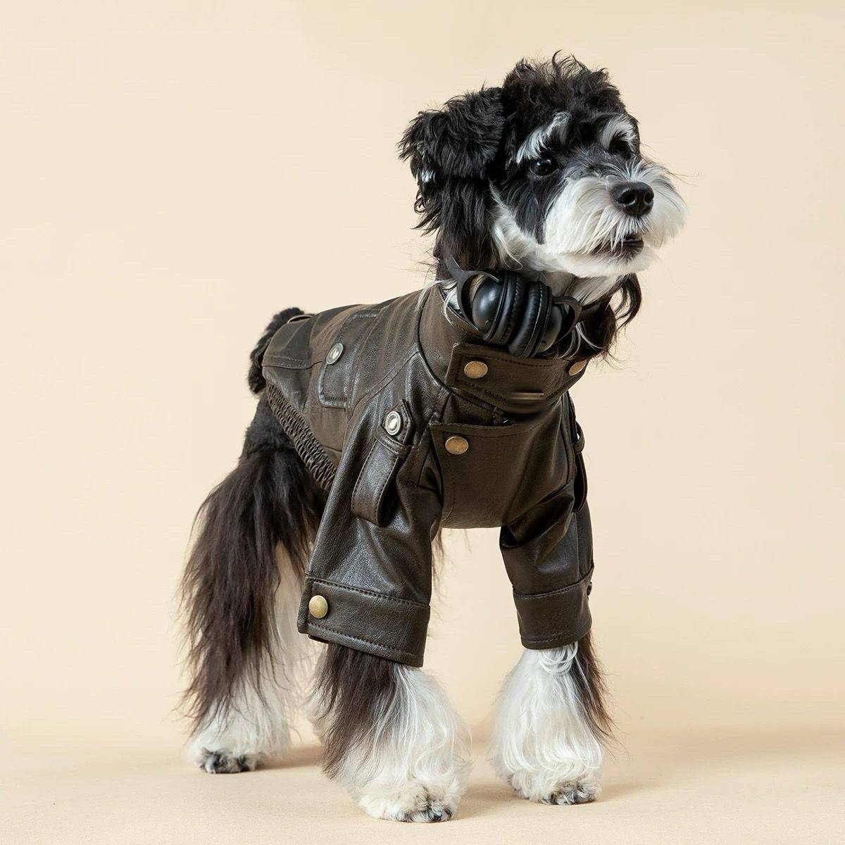 Autumn PU Leather Dog Jacket B - Motorcycle Gear Dogs ulasan dan harga